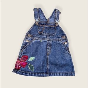 12-18m Flower Embroidered Overalls